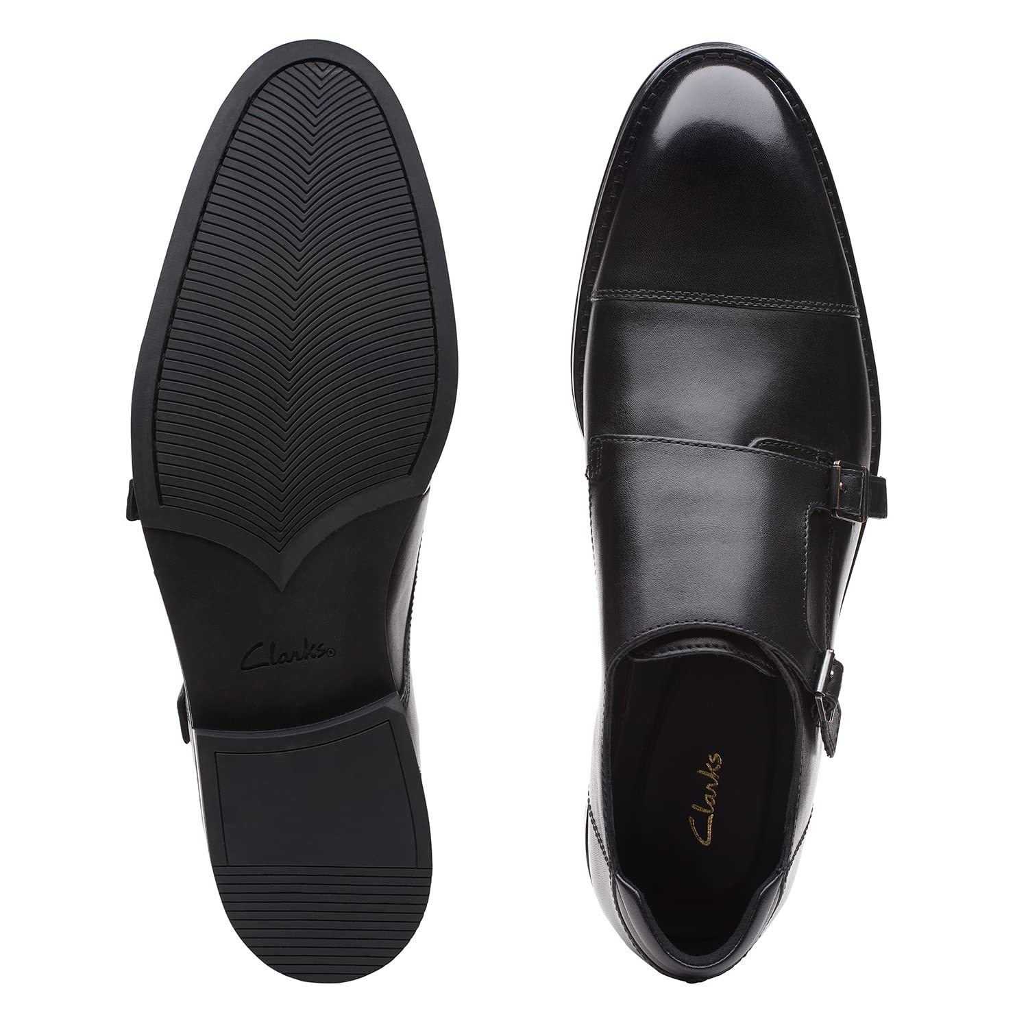 Clarks CitiStride Monk Men’s Dark Tan Leather Shoes – Double‑Monk Strap Dress Shoes