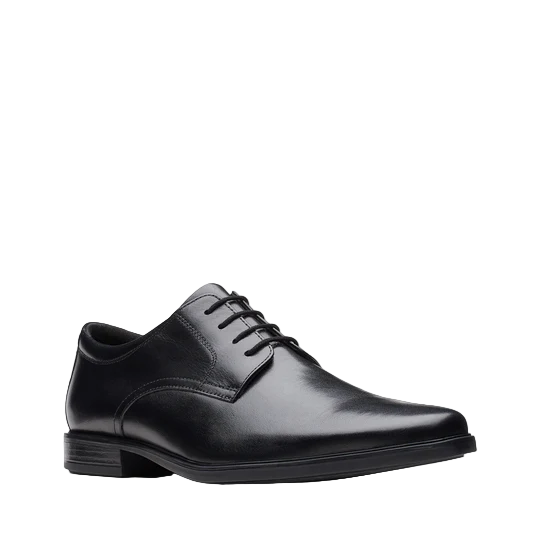 Clarks Howard Walk Men’s Black Leather Formal Shoes – Classic Lace‑Up with All‑Day Comfort