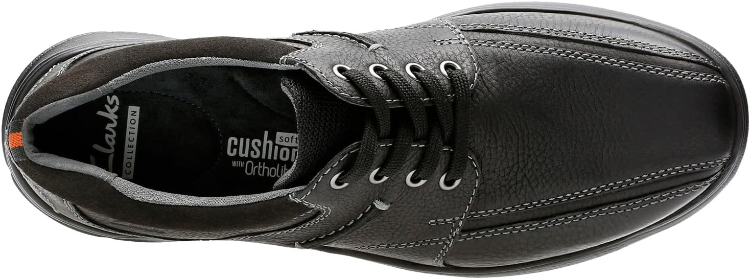 Clarks Cotrell Walk Men’s Oxford Shoes – Classic Black Leather Flats with All‑Day Comfort