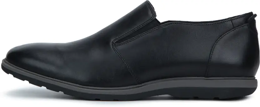 Clarks Glaston Step Men’s Black Leather Slip‑On Shoes – Comfortable Casual Loafers with Durable Grip
