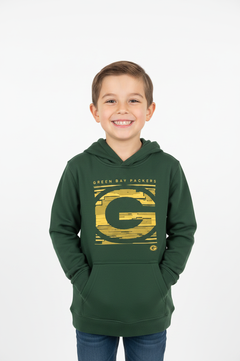 Kid Wearing Green Bay Packers Hoodie