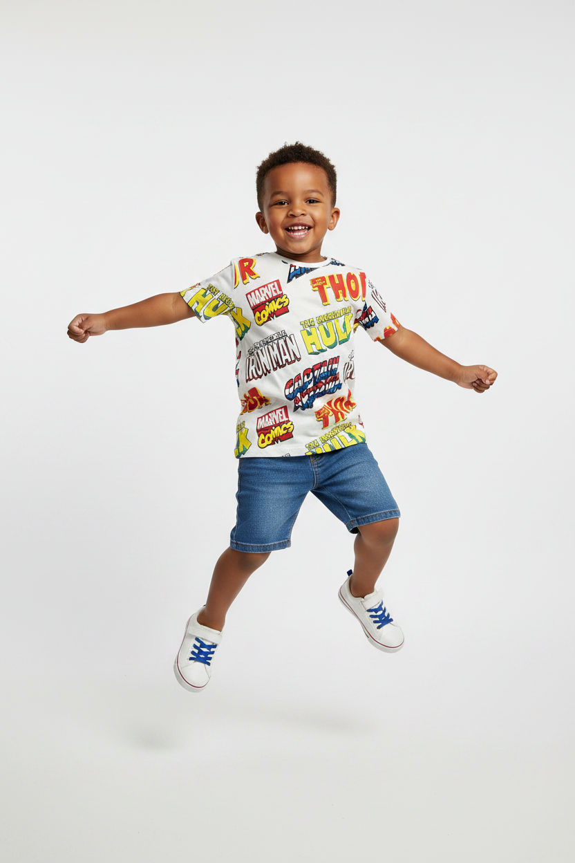 Kid wearing Marvel T-Shirt