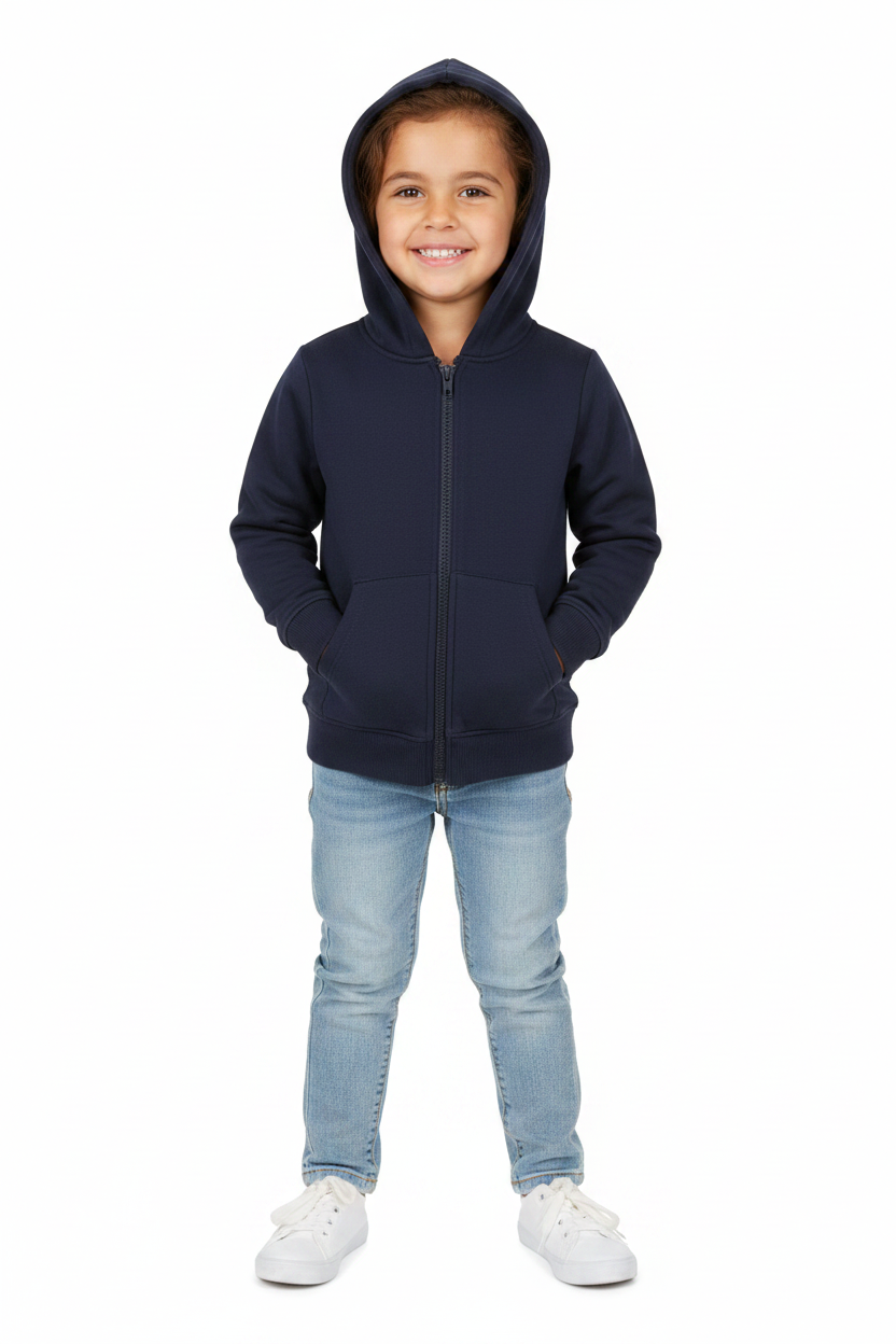 Kid Wearing Navy Hoodie Full Body