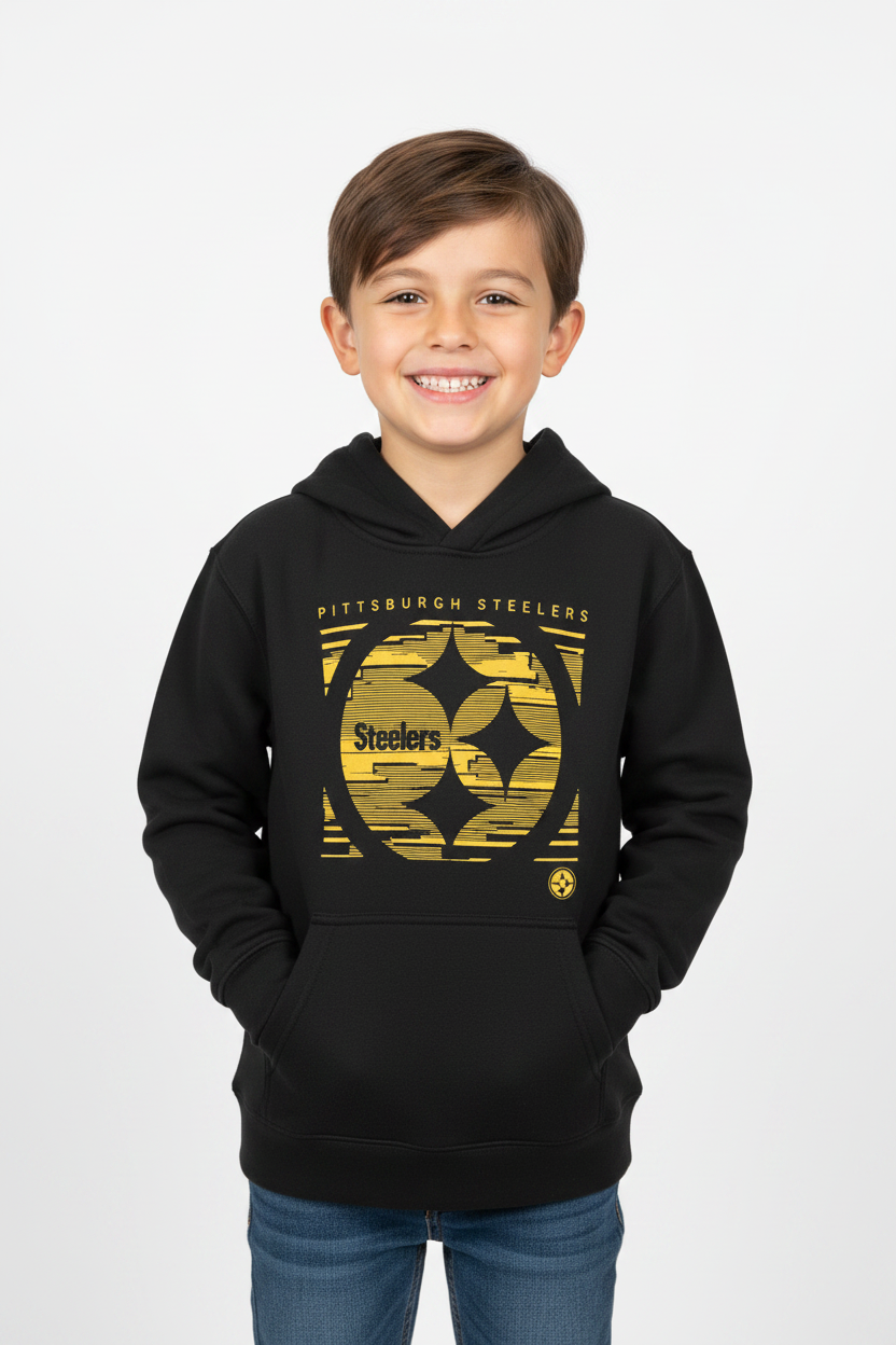 Kid wearing Steelers Hoodie - Front
