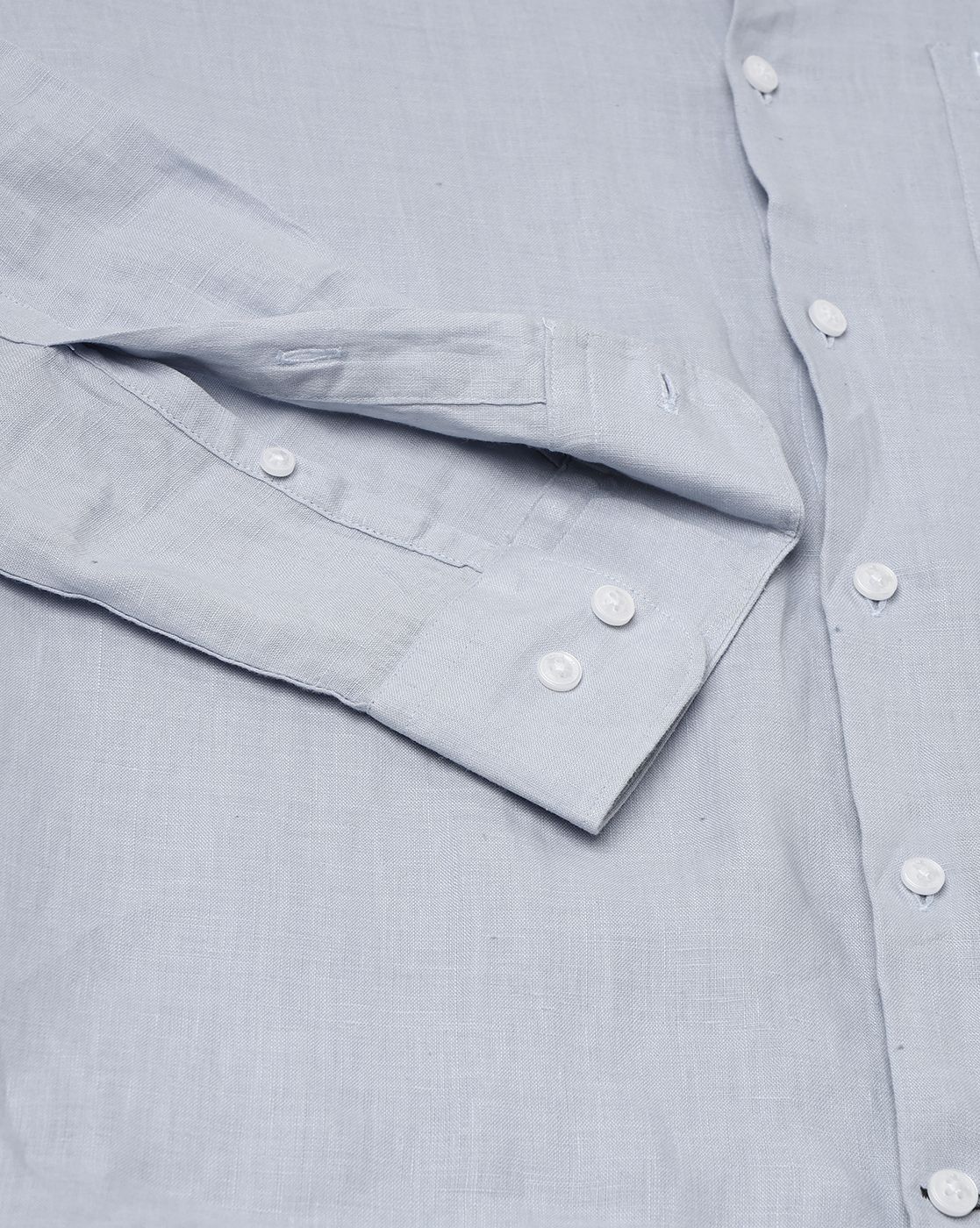 LINEN CLUB STUDIO MEN'S PURE LINEN BLUE SOLID REGULAR FIT FULL SLEEVE CASUAL SHIRT