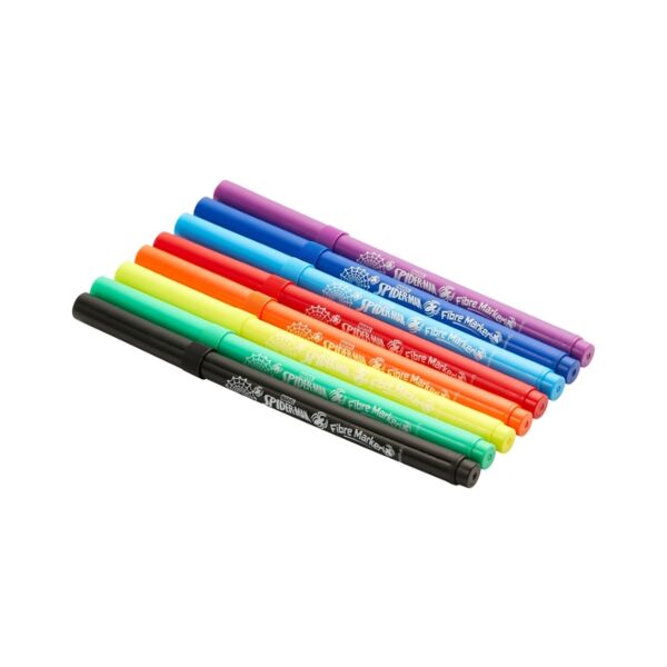 Spiderman 8 Primary Colour Fibre Markers Multi