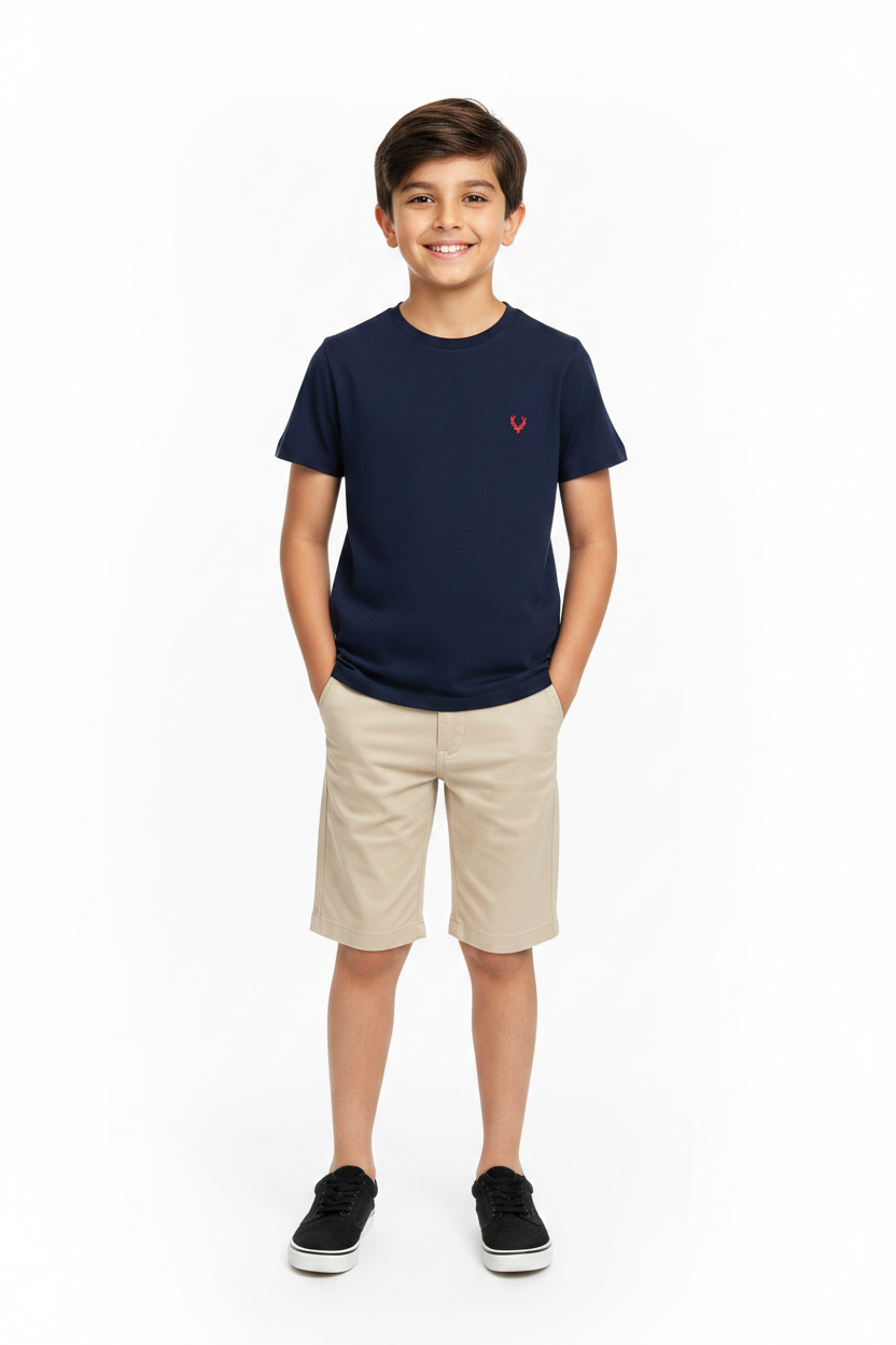 Navy Antler Tee Kid Model