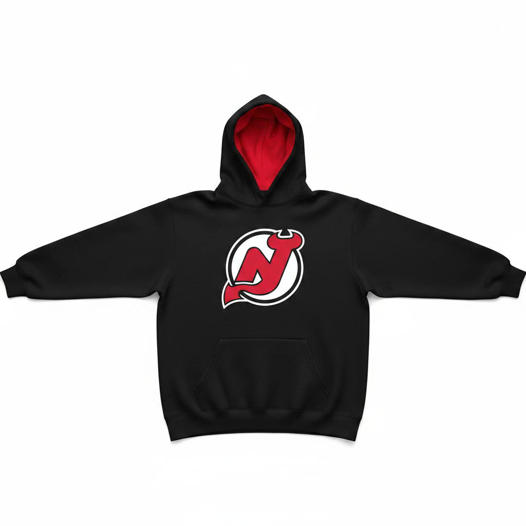 NJ Devils Hoodie Flat Lay