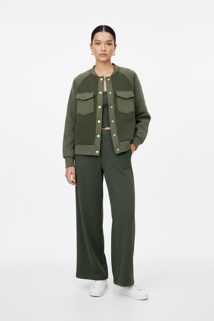 Olive Green Coord Set on Model