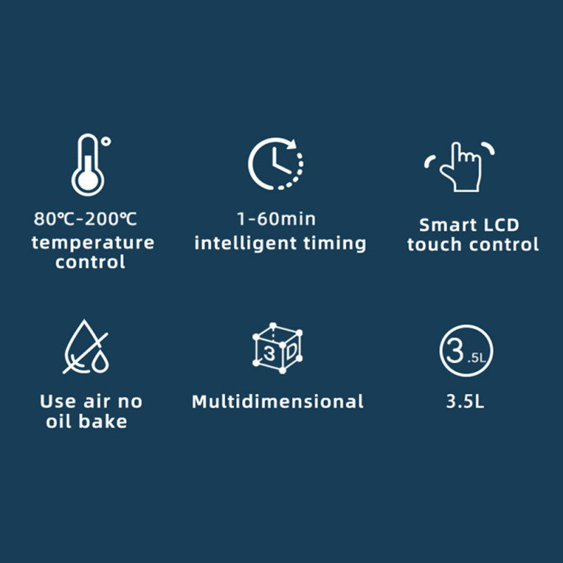 Onemoon OA5 Electric Air Fryer 3.5L Large, Non-Stick, Digital Electric Cooker 1500W - White