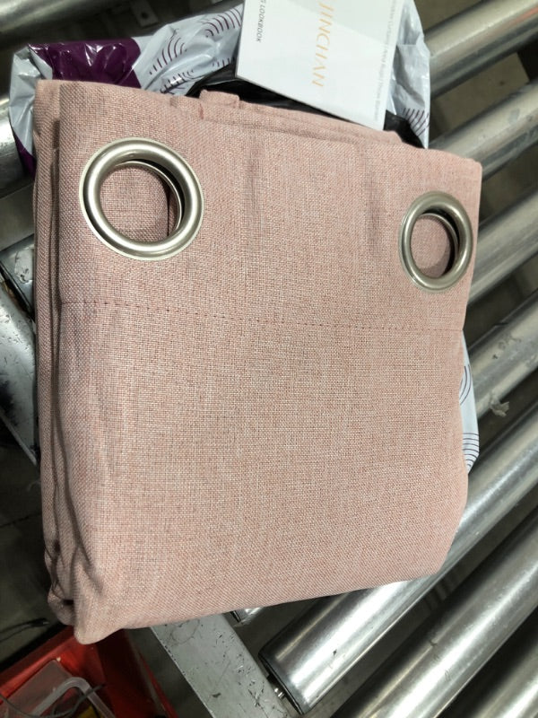 ستائر فريليمنت كورال الكتانية، ستائر داخلية بحلقات برونزية، ستائر نوافذ لغرفة المعيشة، غرفة النوم، غرفة الأطفال، عرض 52 بوصة × طول 63 بوصة، لوحة واحدة