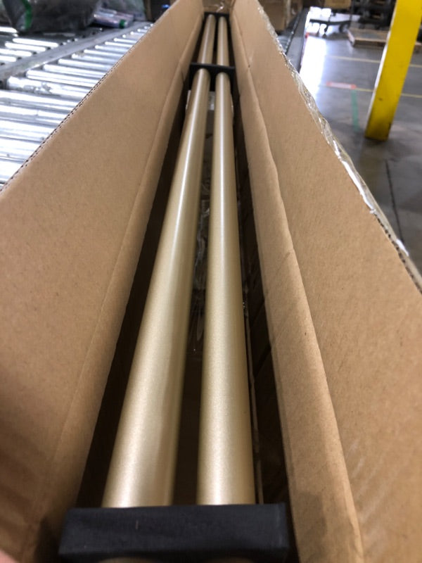 قضيب ستارة ثقيل، مجموعة من قطعتين من قضيب الستارة القابل للتعديل للنوافذ مع غطاء دائري، ذهبي فاتح