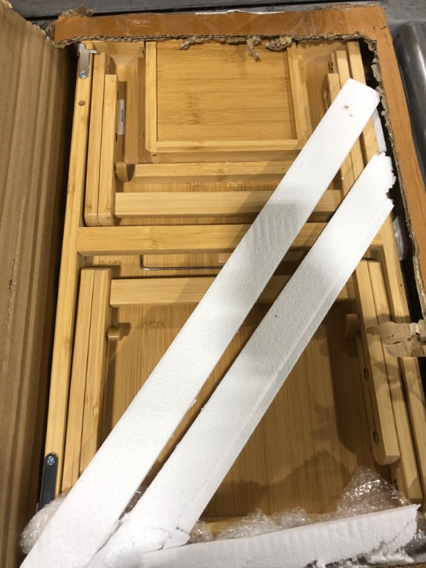 SONGMICS Laptop Desk, Folding Lap Tray, Bamboo Bed Desk with Tilting Top