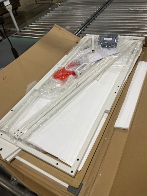 Furologee White Gaming Desk with Charging Station and LED Lights, 140 cm