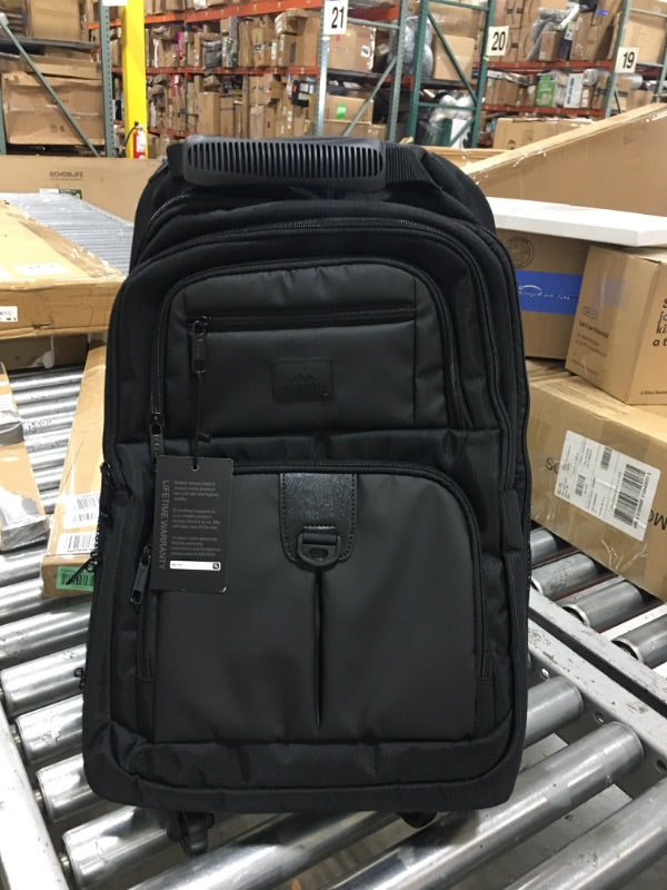 MATEIN Rolling Backpack with 4 Wheels, Roller Travel Laptop Backpack Black