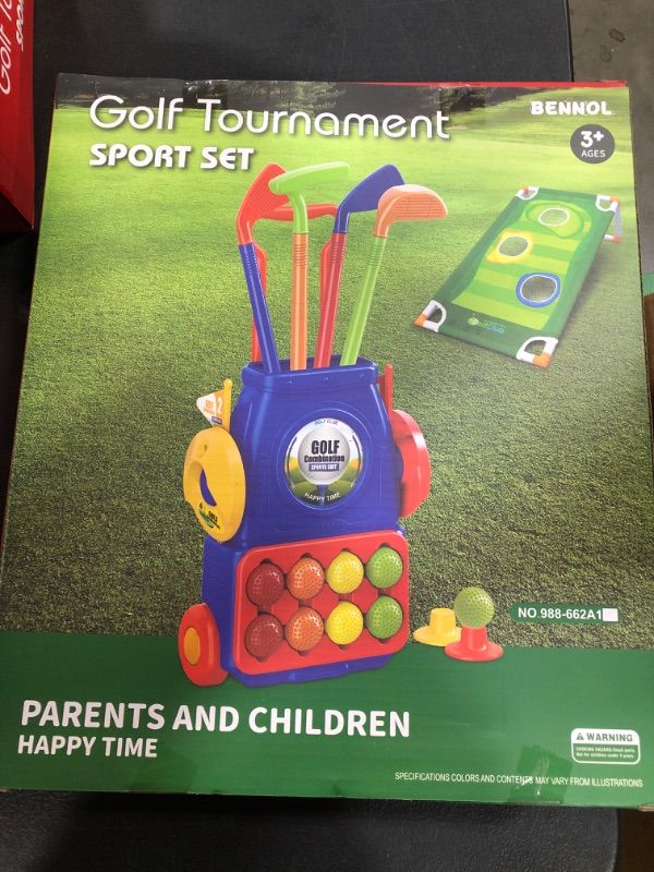 مجموعة ألعاب جولف للأطفال من بينول، مجموعة ألعاب عربة جولف مُحسّنة للأطفال مع 4 عصي جولف و8 كرات وسجادة واحدة، ألعاب جولف داخلية وخارجية للأولاد والبنات من سن 3 و4 و5 و6 سنوات