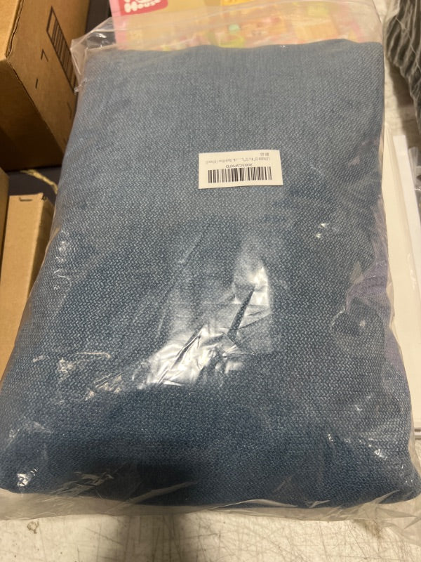 ستائر LIYAXUN مع خطافات لنظام المسار، ستائر مطوية مضغوطة من الكتان الصناعي معتمة بنسبة 70%