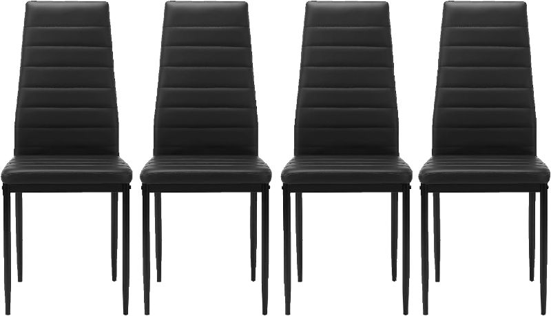 Chair High Chair Seat, Boho Accent Chair 4PCS Black Pu Capacity 280LB 16.5" L 16" W 38.58" H Living Room Bedroom Dining Rooms Garden