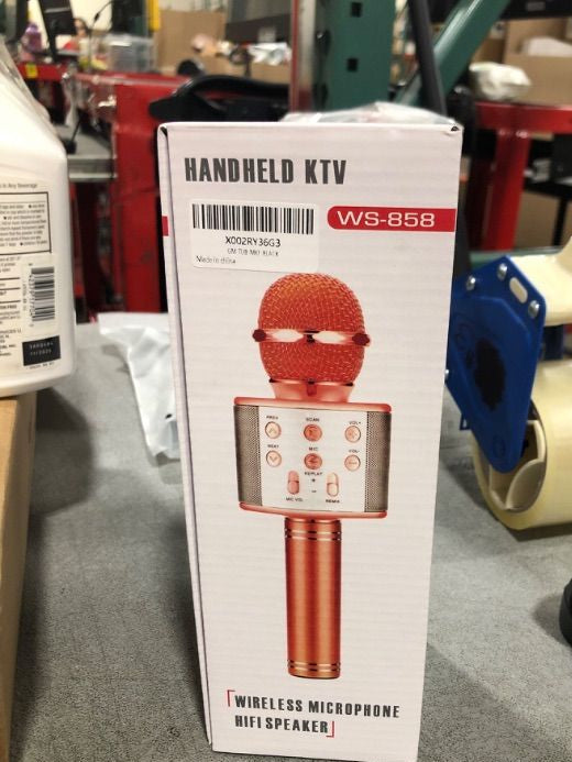 WS-858 ميكروفون كاريوكي لاسلكي محمول بمنفذ USB ومشغل KTV وبلوتوث - أسود