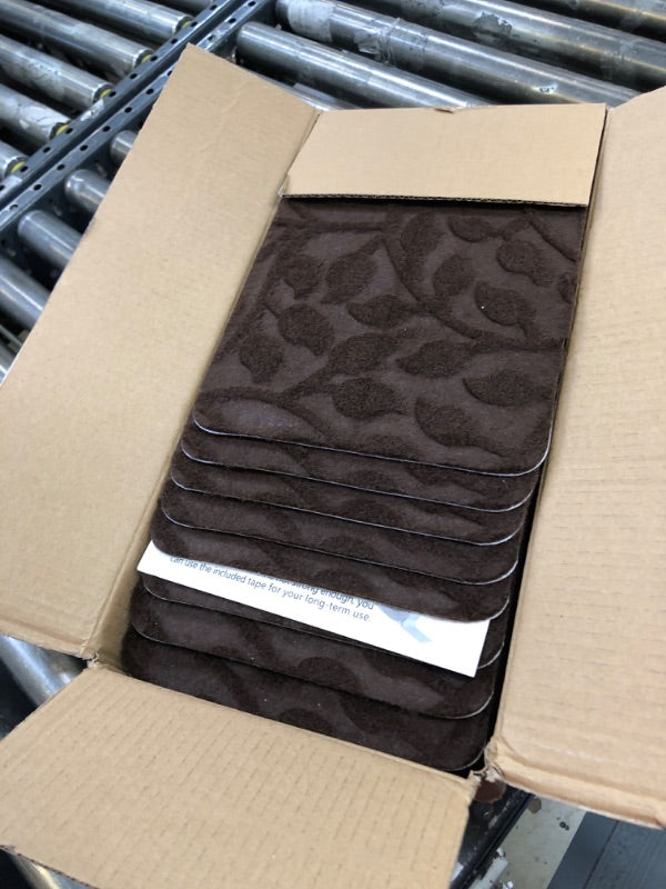 Bulijojo Non-Slip Carpet Stair Treads for Wooden Steps Set of 15, 30"X8" Indoor Stair Runner Stair Rugs for Dogs, Kids & Elders, Stair Mat with Reusable Adhesive (Leaf Brown)