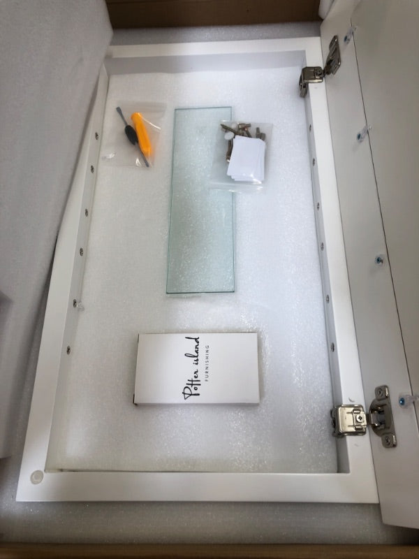 Potter-Island 14 x 24 Medicine Cabinet Recessed, Wall Niche, Bathroom Wall Cabinet, 3-Tier, Between Studs Shelving for Drywall, White