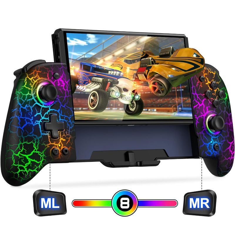 JC200 Switch Controller, Nintendo Switch Hall Effect Joystick Wireless Switch Controller With 9 Lights Color
