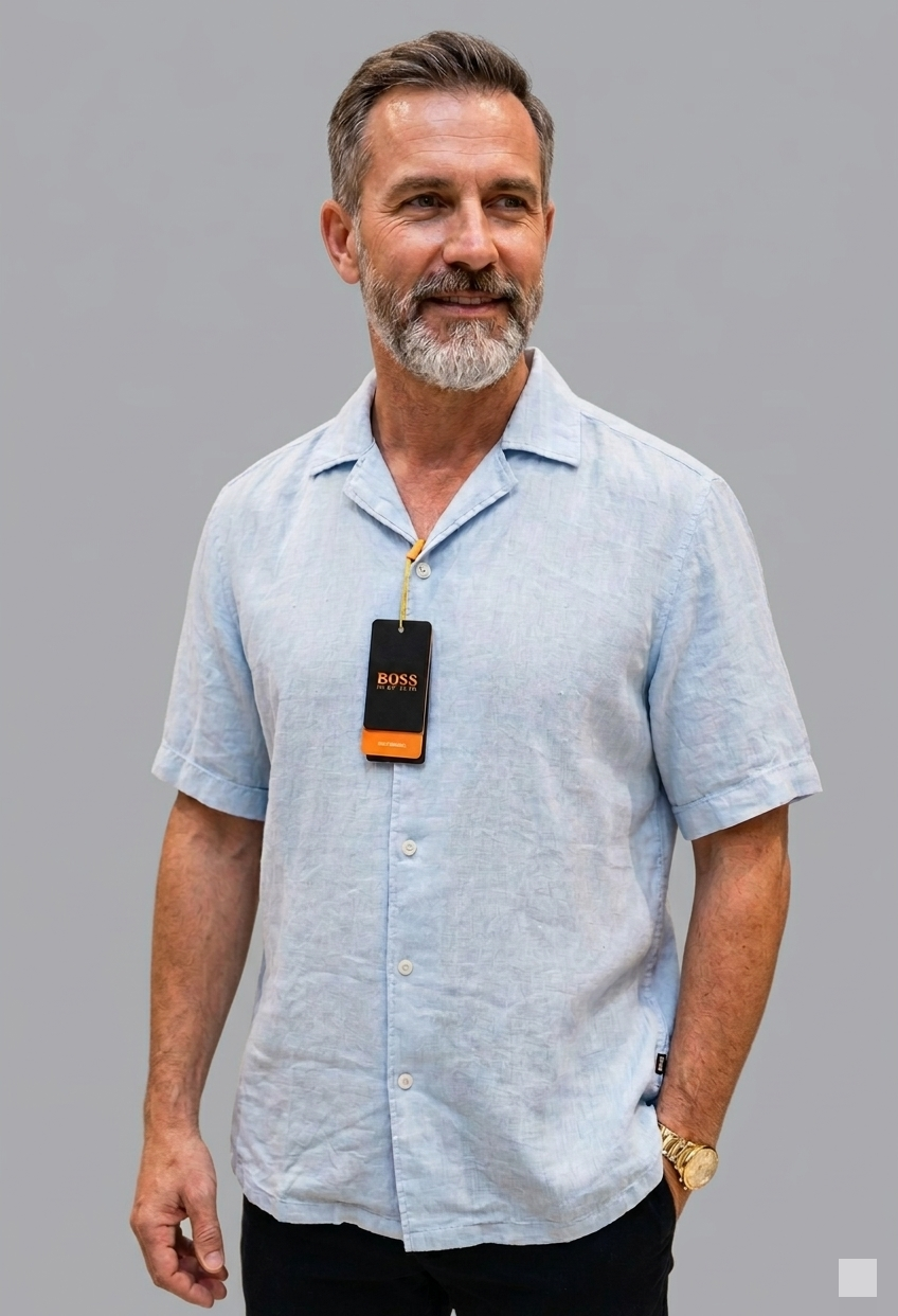 Hugo Boss Linen shirt light blue