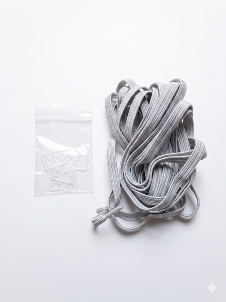 Grey Shoelaces with Lace Anchors - No Tie Tieless Shoelaces