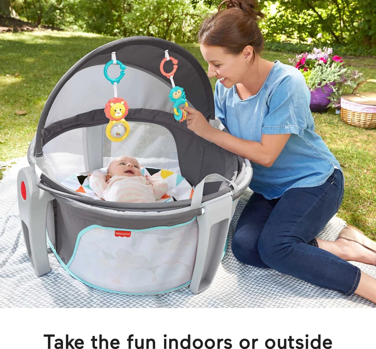 Fisher-Price Portable Bassinet On-The-Go Baby Dome, Travel Play Space with