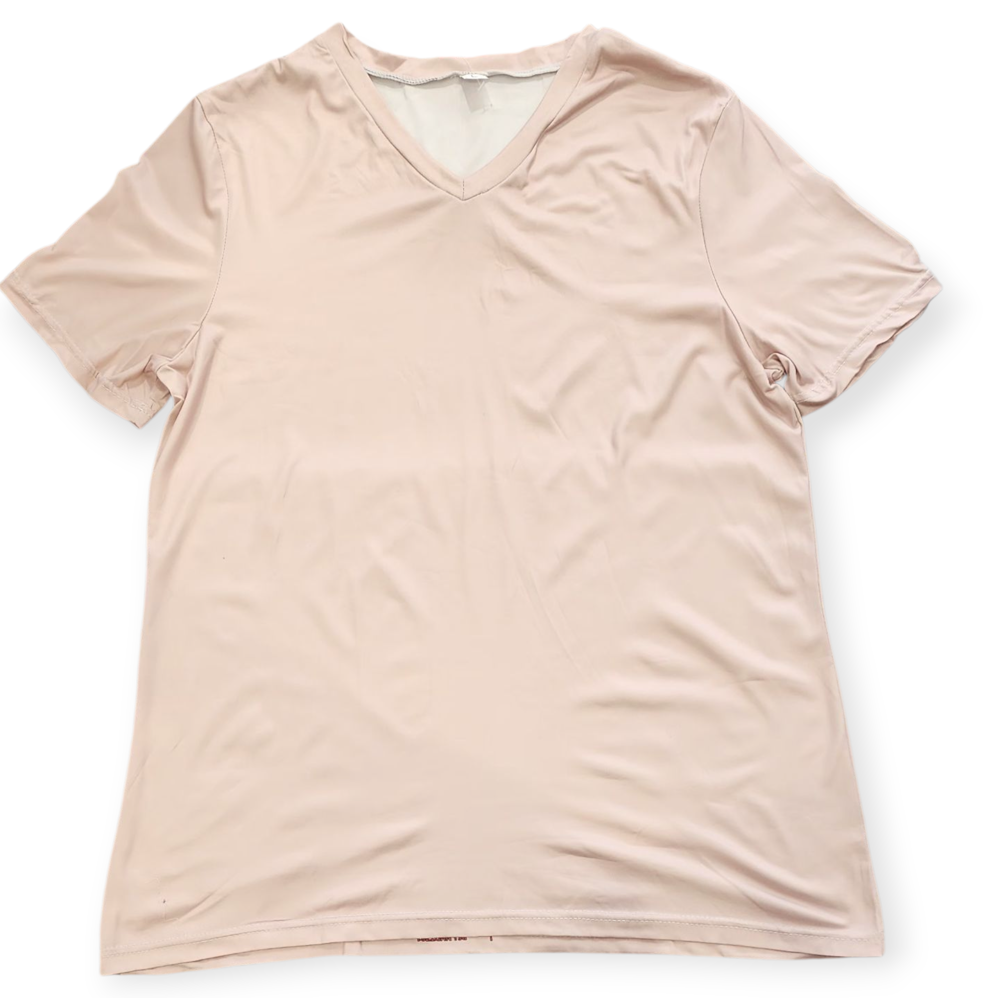 WOMEN'S BEIGE V NECK T SHIRT