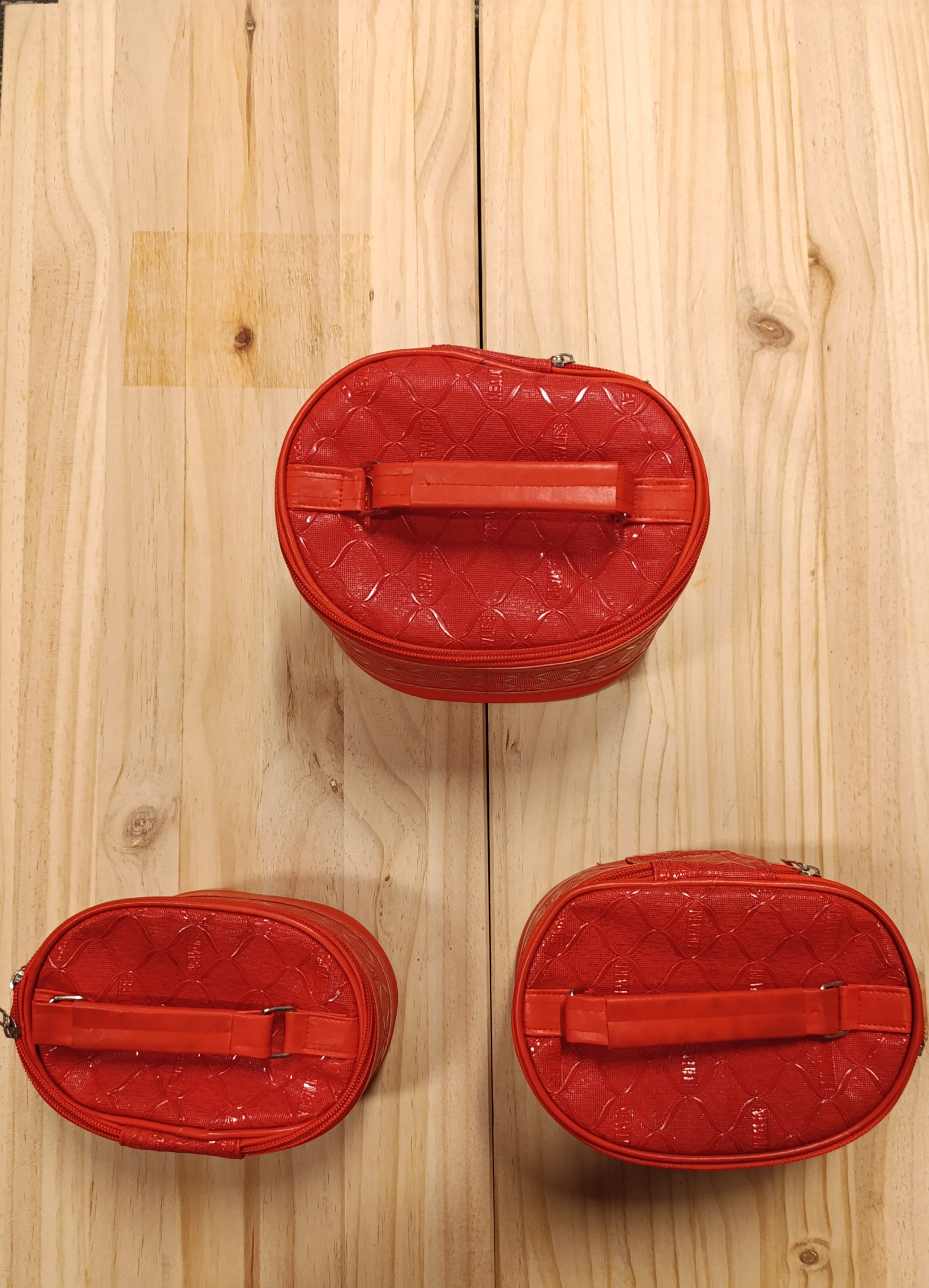 Makeup Bag for Women 3 Set / Color Red