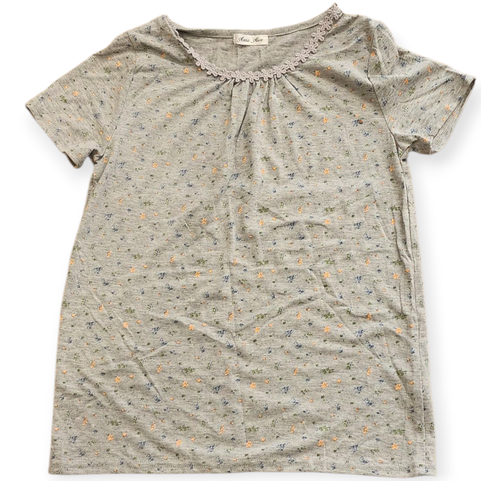 ANNA ALICE Grey Printed Night Time Women's Top