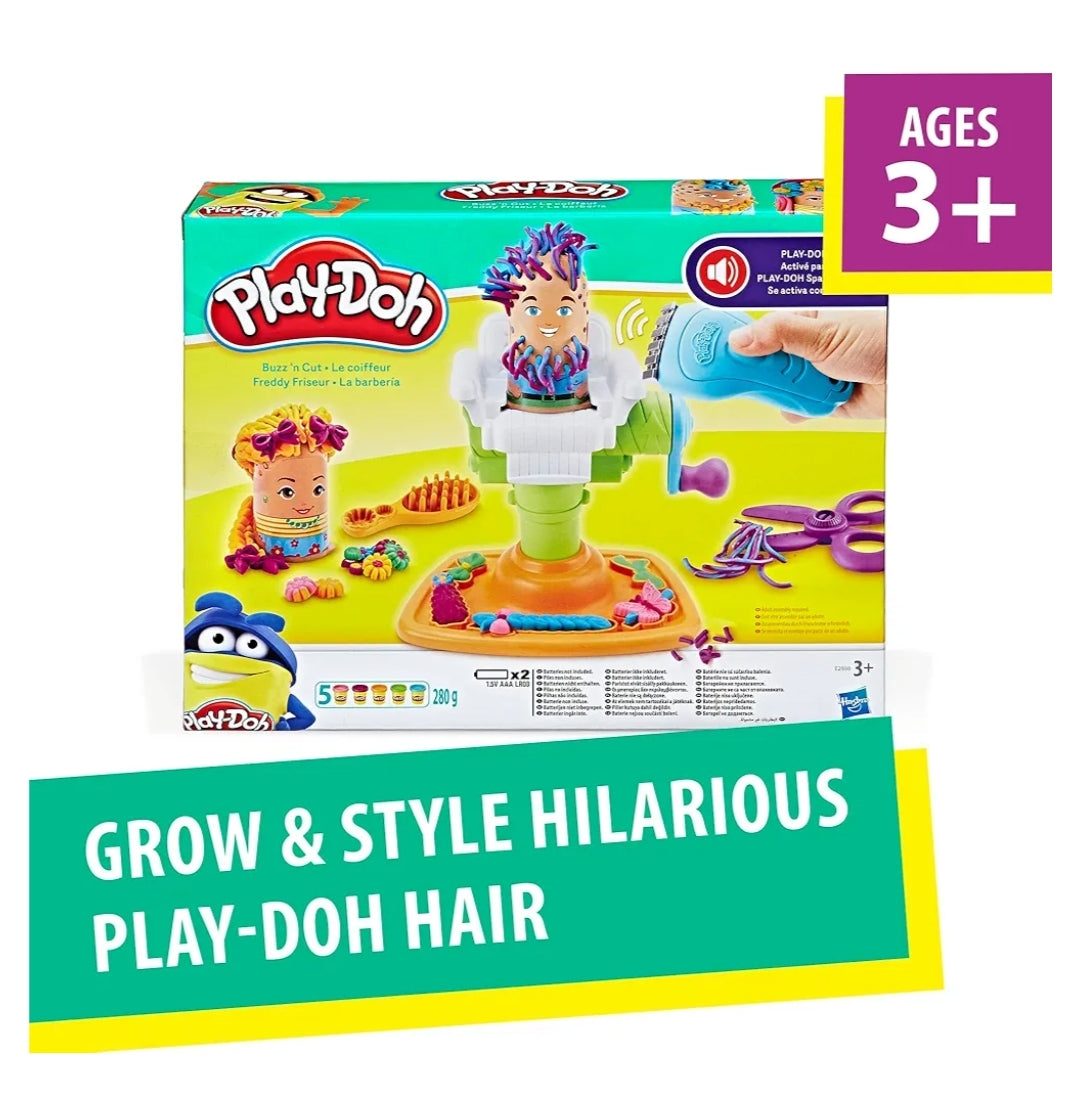 Play-Doh Buzz ''n Cut Fuzzy Pumper Barber Shop Toy with Electric Buzzer (2oz)