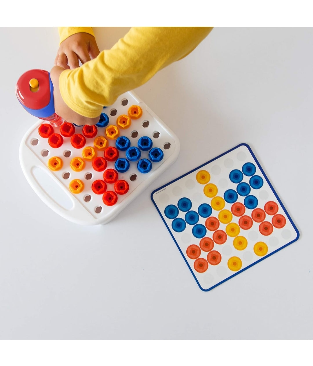 Educational Insights Design & Drill Patterns & Shapes Drill Toy, 58 Pieces with Toy Drill, Preschool STEM Toy for Home & Classroom, Ages 3+