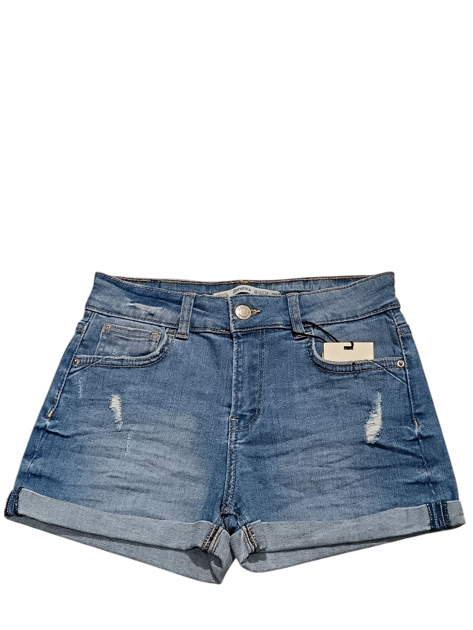 Bershka BSKGIRL DENIM Jeans Shorts Color: Blue