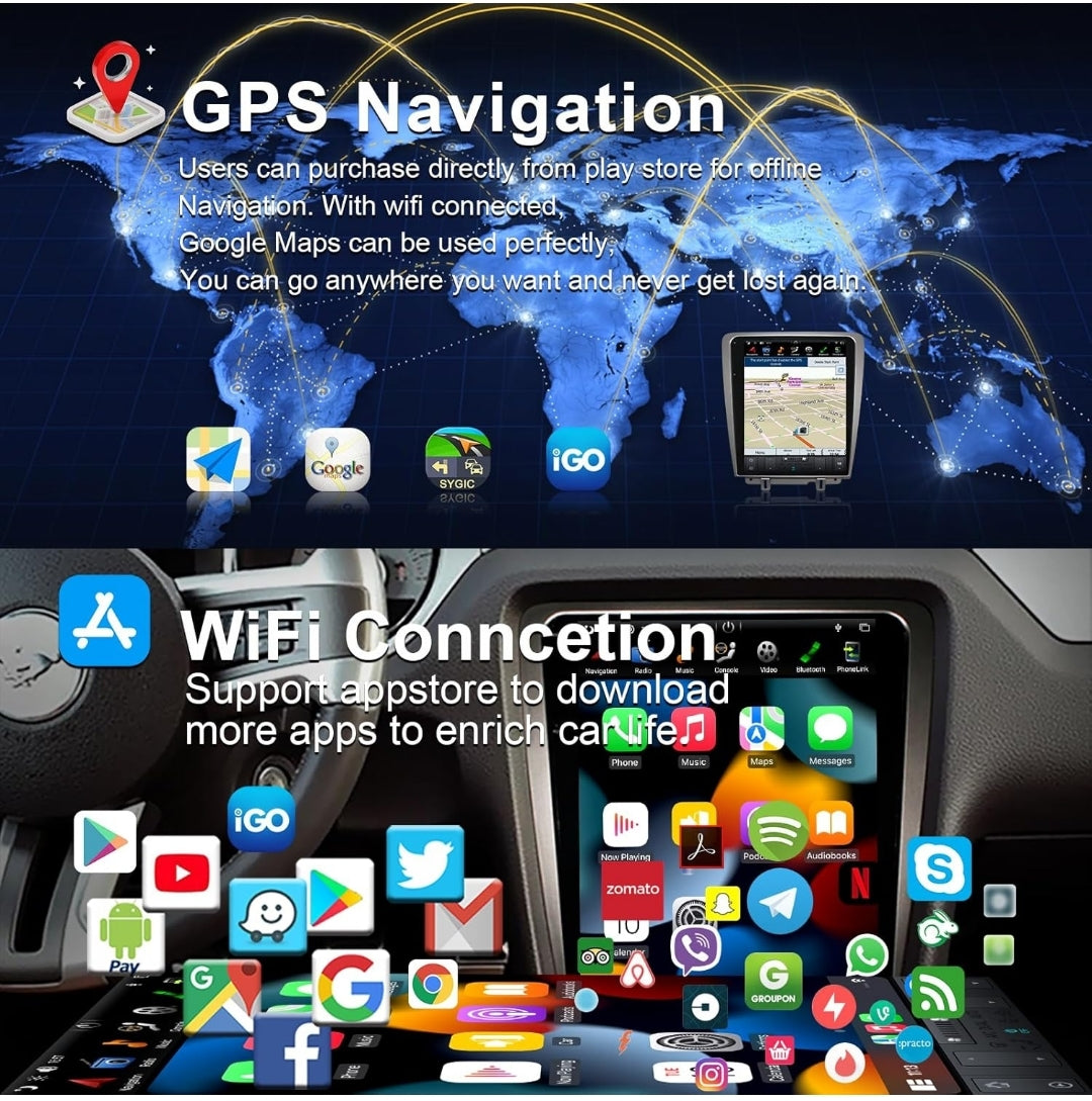 CUSP 2024 New 12.1 inch Android Car Stereo Radio GPS for Ford Mustang 2010-2014 Navigation Multimedia Player PX6 4G+64G in-Dash Head Unit Car Play DSP Auto Audio Video Voice Plug in and Play