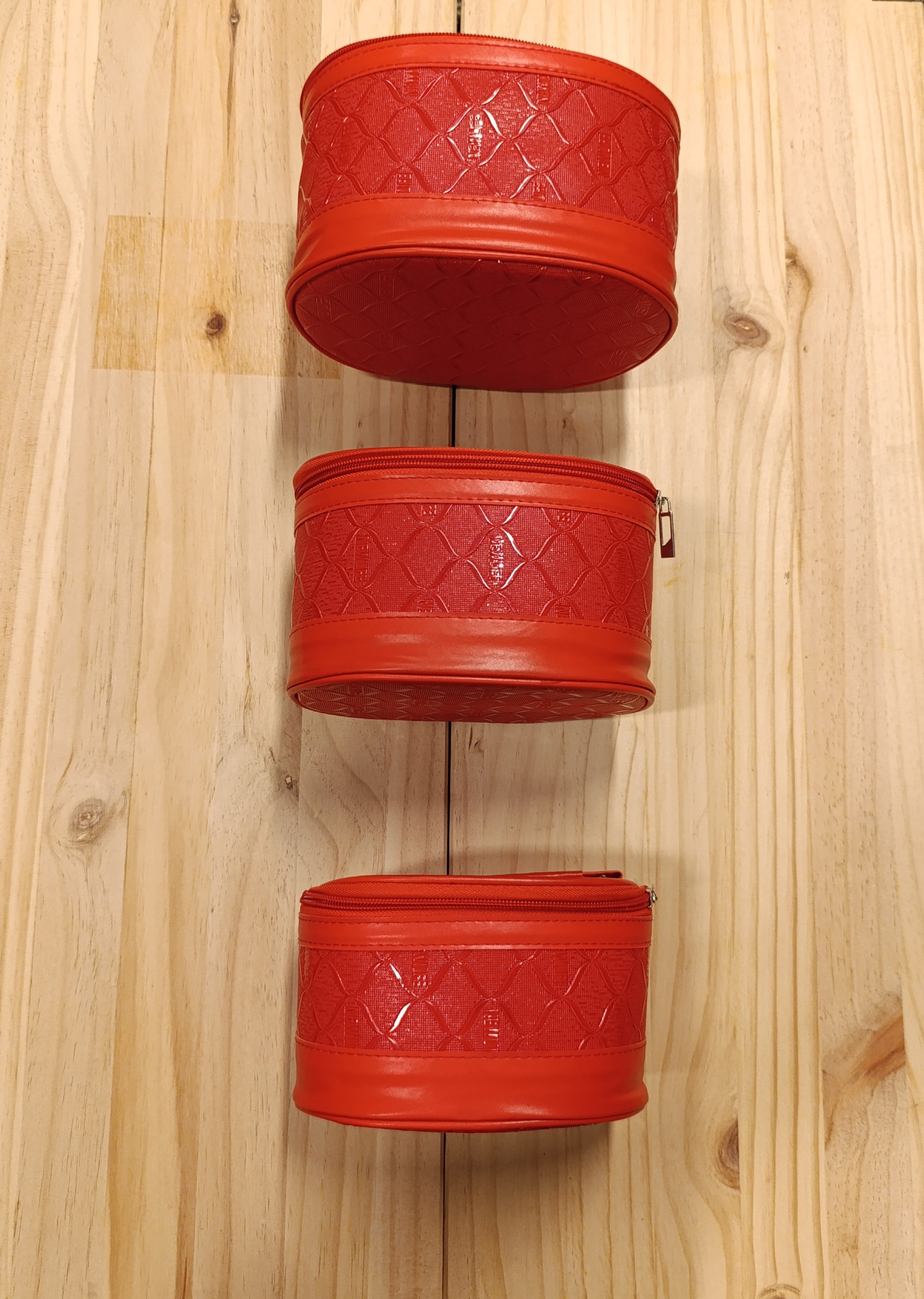 Makeup Bag for Women 3 Set / Color Red