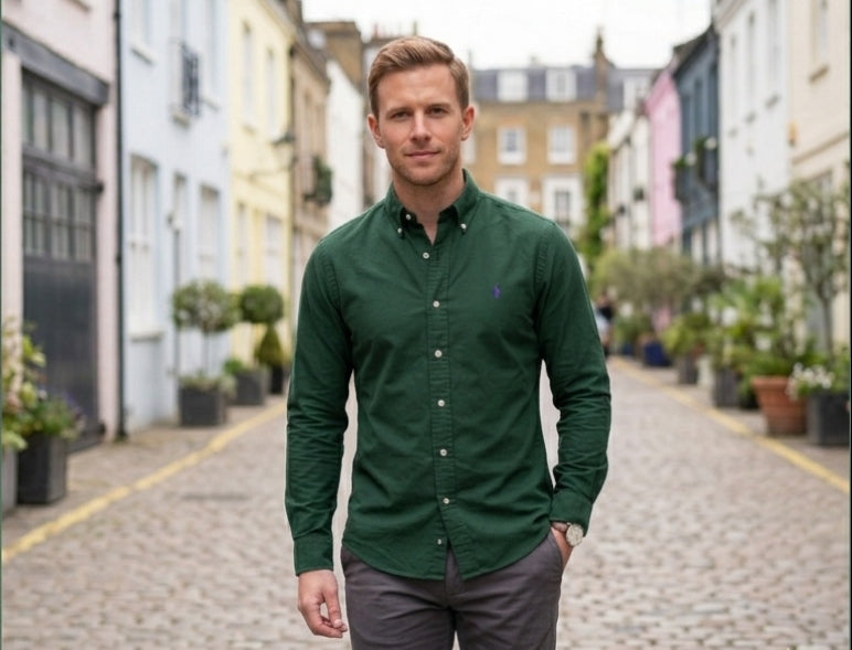 Polo Ralph Lauren Custom Fit green Oxford Shirt”