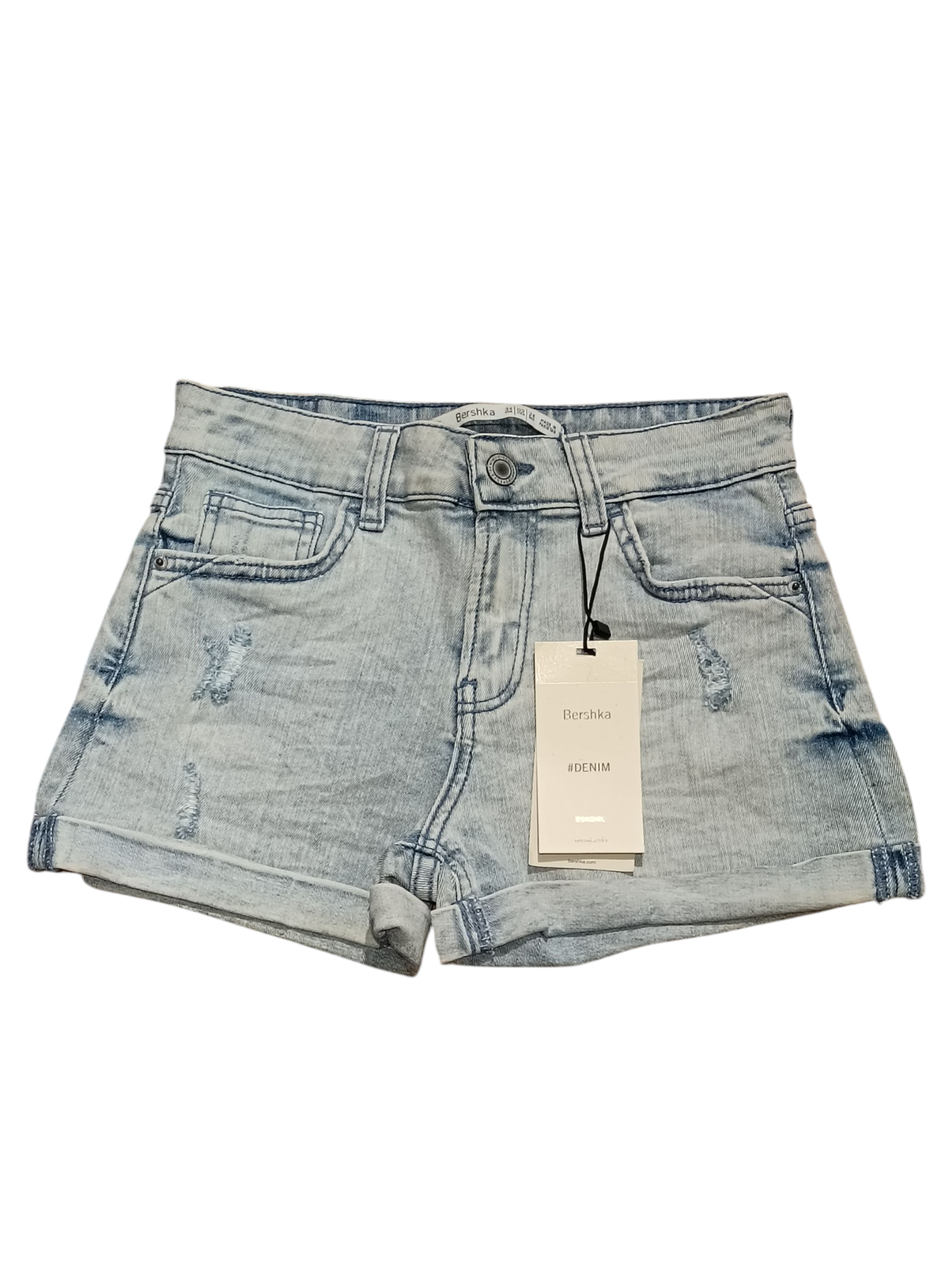 Berskha BSKGIRL DENIM Women's Jeans Shorts The color is a dark white on a sky