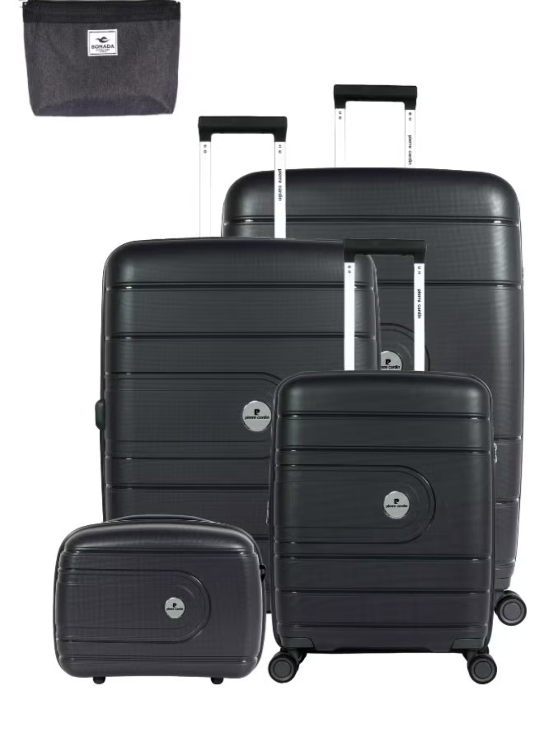 Pierre Cardin Hardcase Trolley Set of 4-PC86304 Black