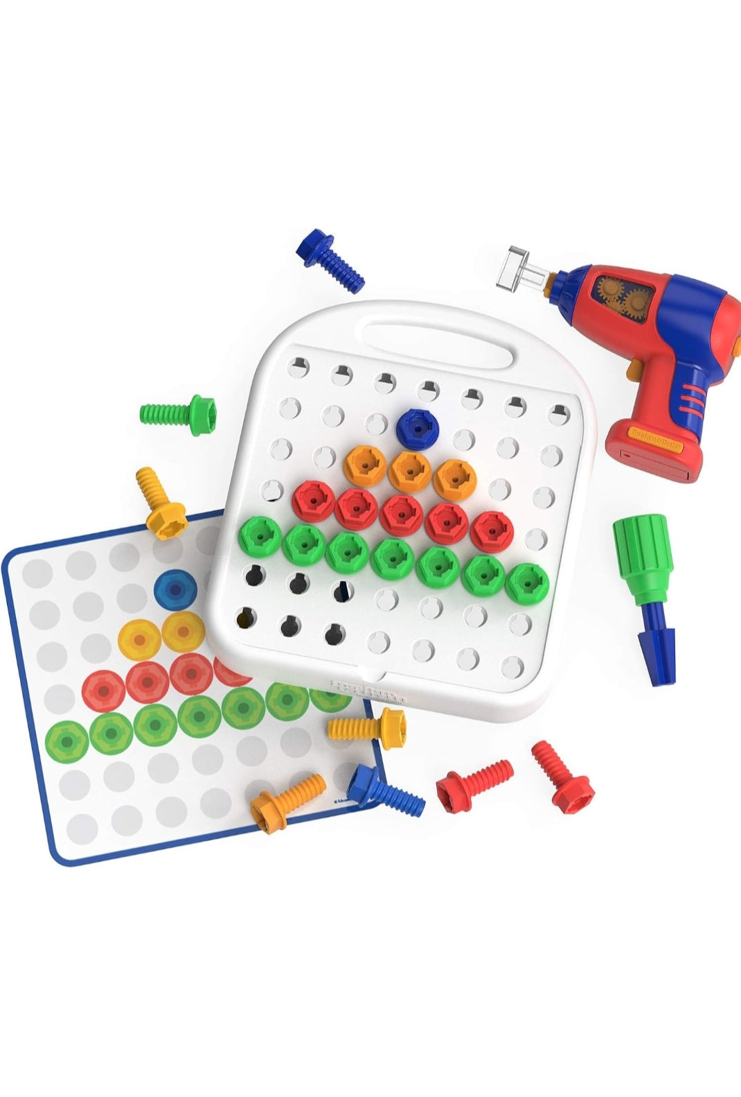 Educational Insights Design & Drill Patterns & Shapes Drill Toy, 58 Pieces with Toy Drill, Preschool STEM Toy for Home & Classroom, Ages 3+