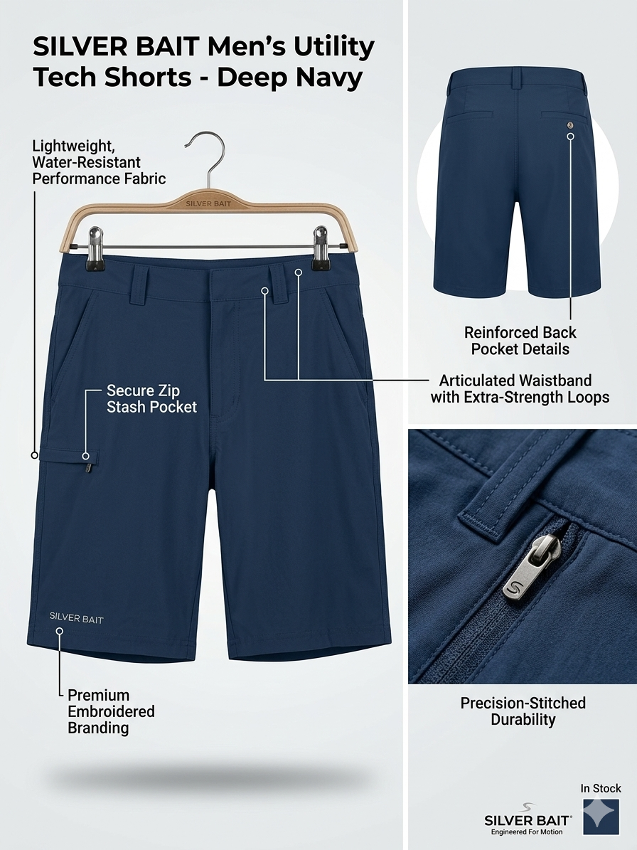 SILVER BAIT mens utility shorts - Navy blue RM 64866