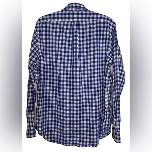 Ralph Lauren 100% Cotton Button Down Long Sleeve Blue/White Plaid Shirt Size 4XLT / 4TGL
