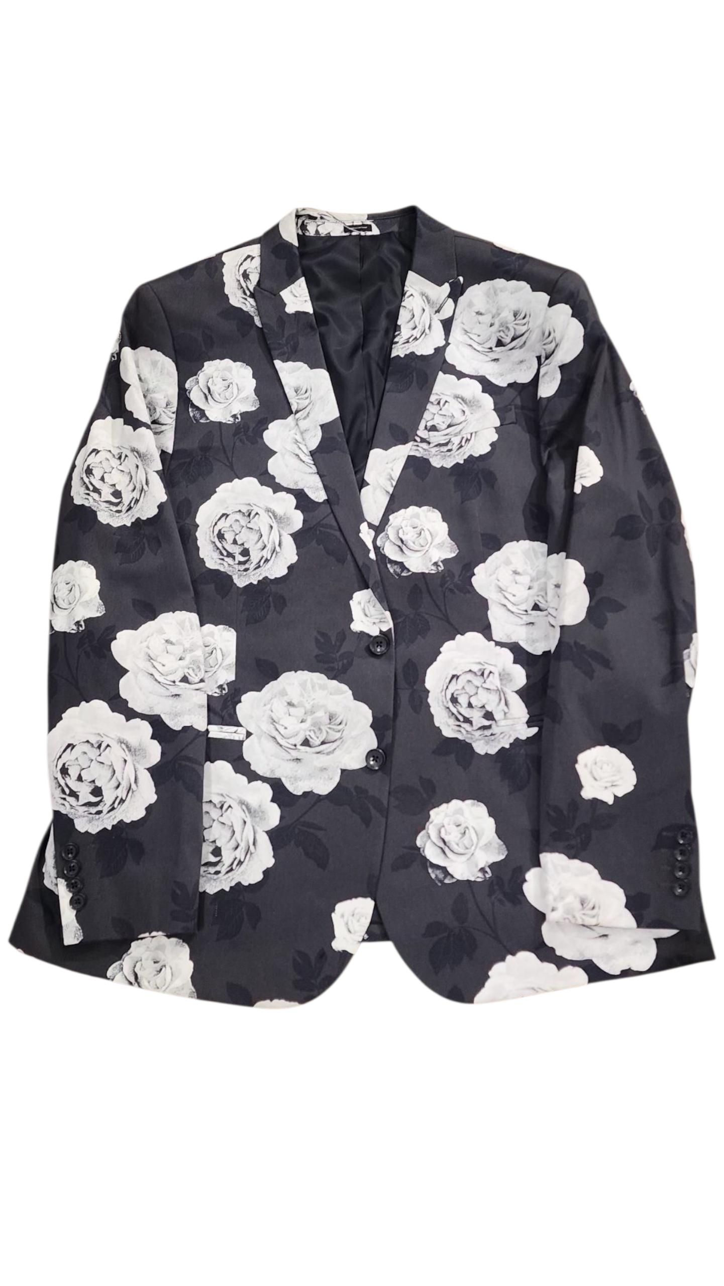 Black & White Floral Print Blazer Jacket