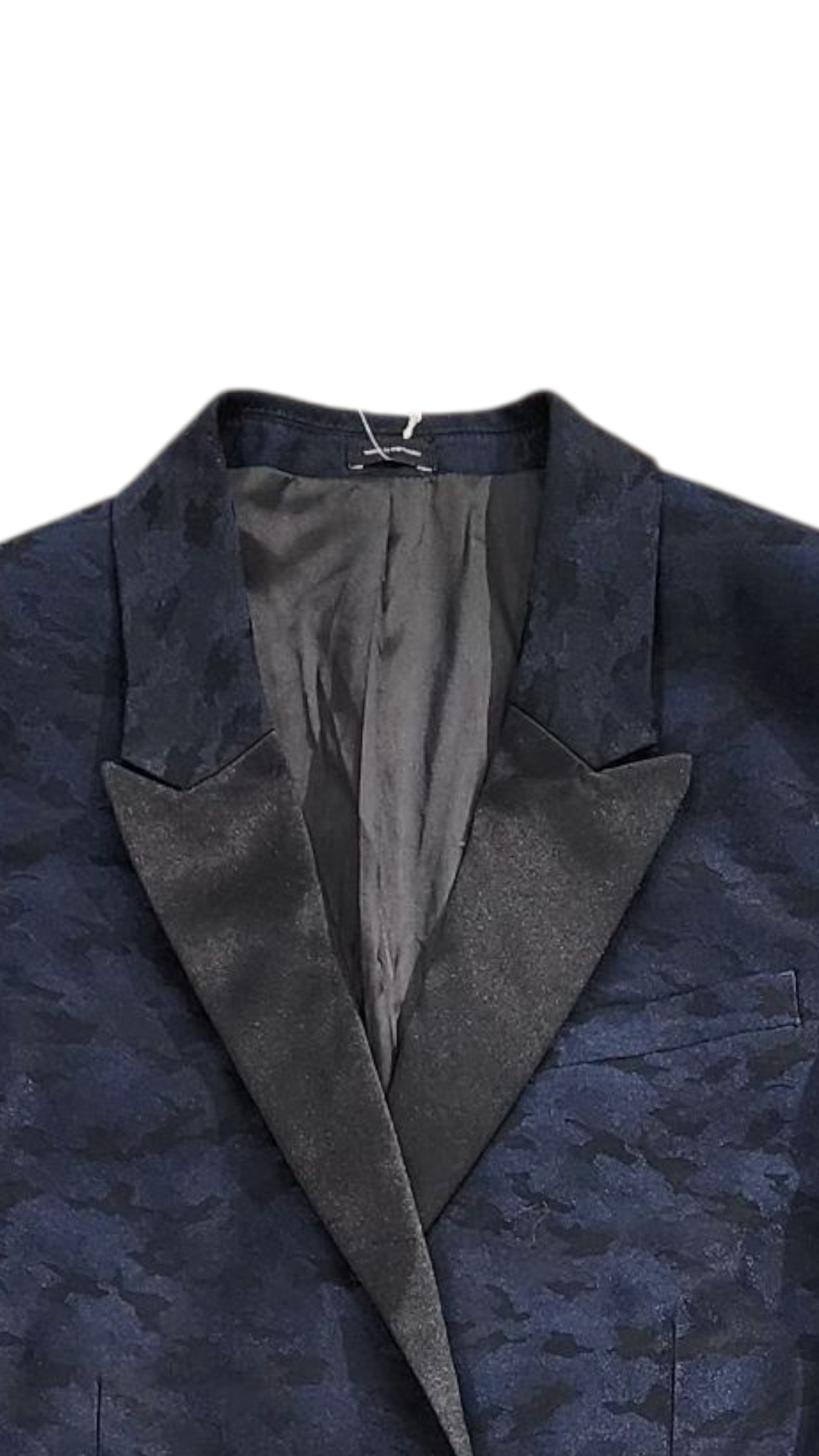 Navy Blue Cameo Print Blazer Jacket