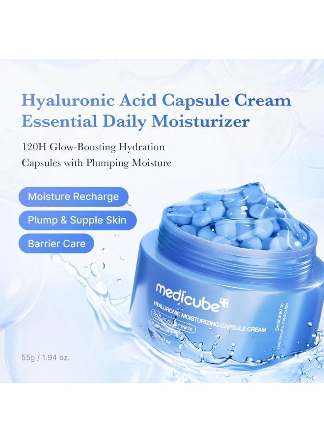 MEDICUBE Hyaluronic Acid Cream (55g), Deep Hydrating Moisturizer with Ceramide & Allantoin for Plump Radiant Skin, Long-Lasting 120-Hour Hydration Face Cream for Dry Sensitive Skin