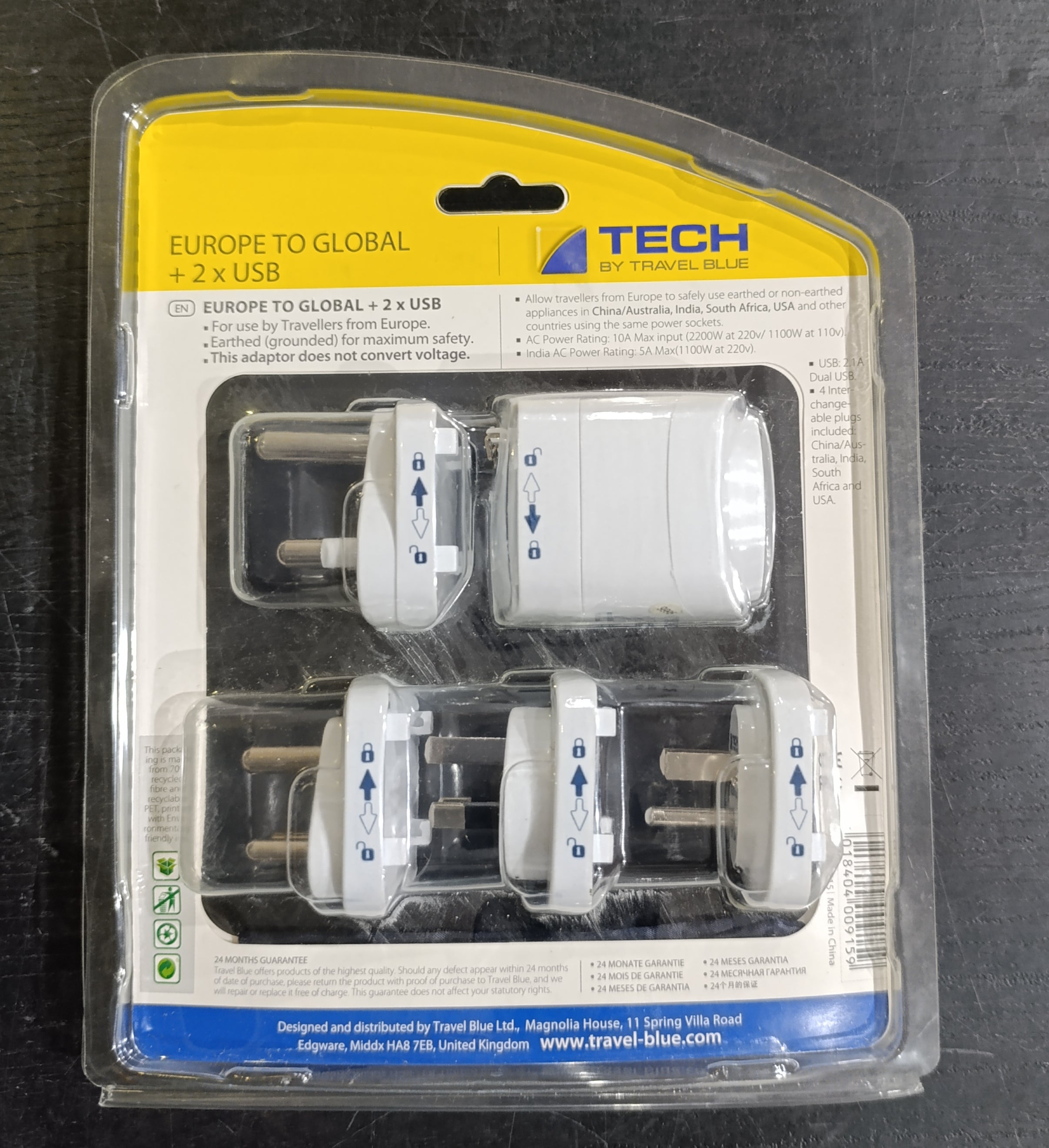 TRAVEL BLUE EUROPE TO WORLD TRAVEL ADAPTER