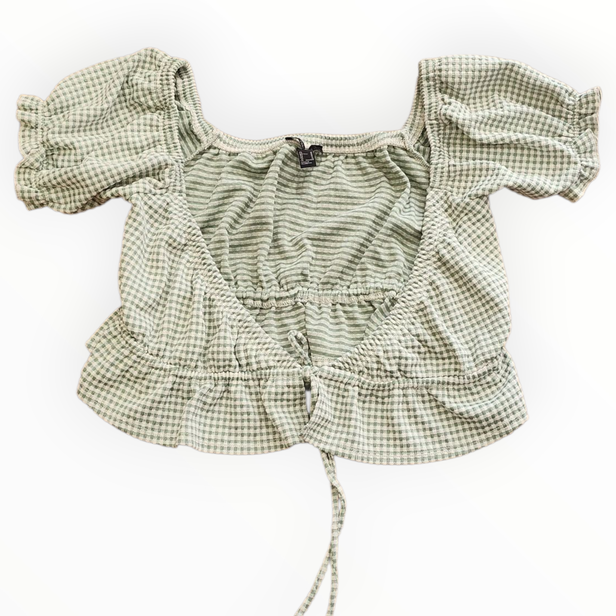FOREVER 21 Green and White Checkered Women's Crop Top