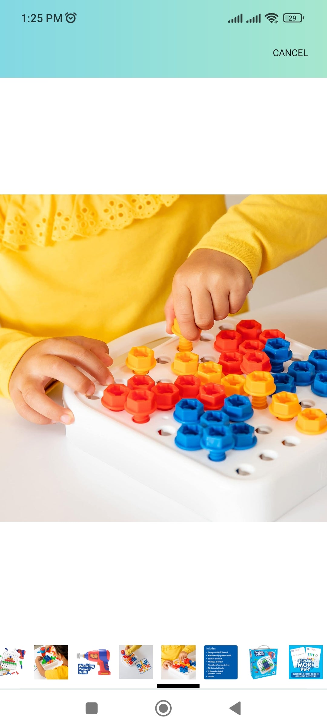 Educational Insights Design & Drill Patterns & Shapes Drill Toy, 58 Pieces with Toy Drill, Preschool STEM Toy for Home & Classroom, Ages 3+