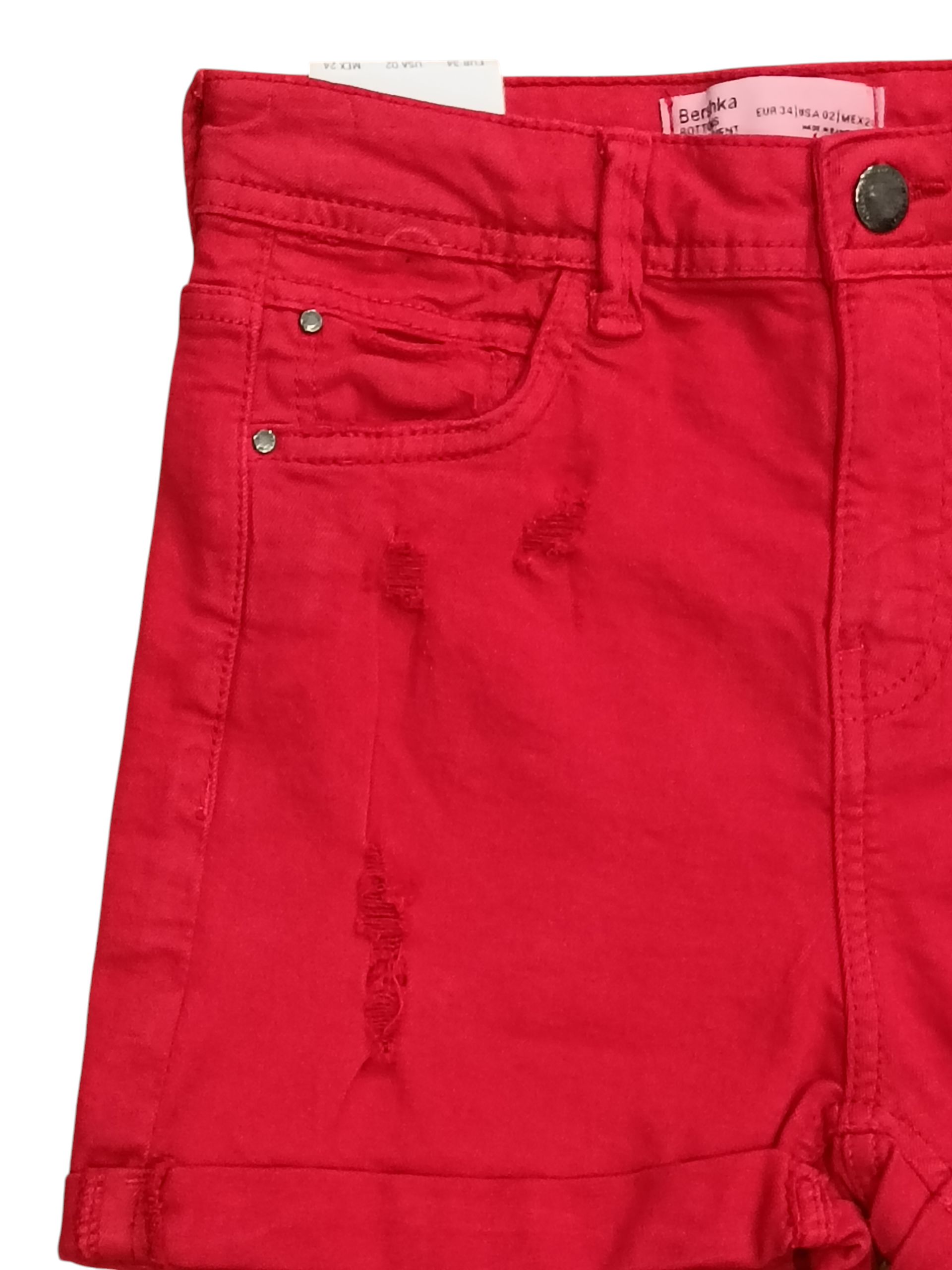 BERSHKA BOTTOMS DEPARTMENT Women's Jeans Shorts Color: Red